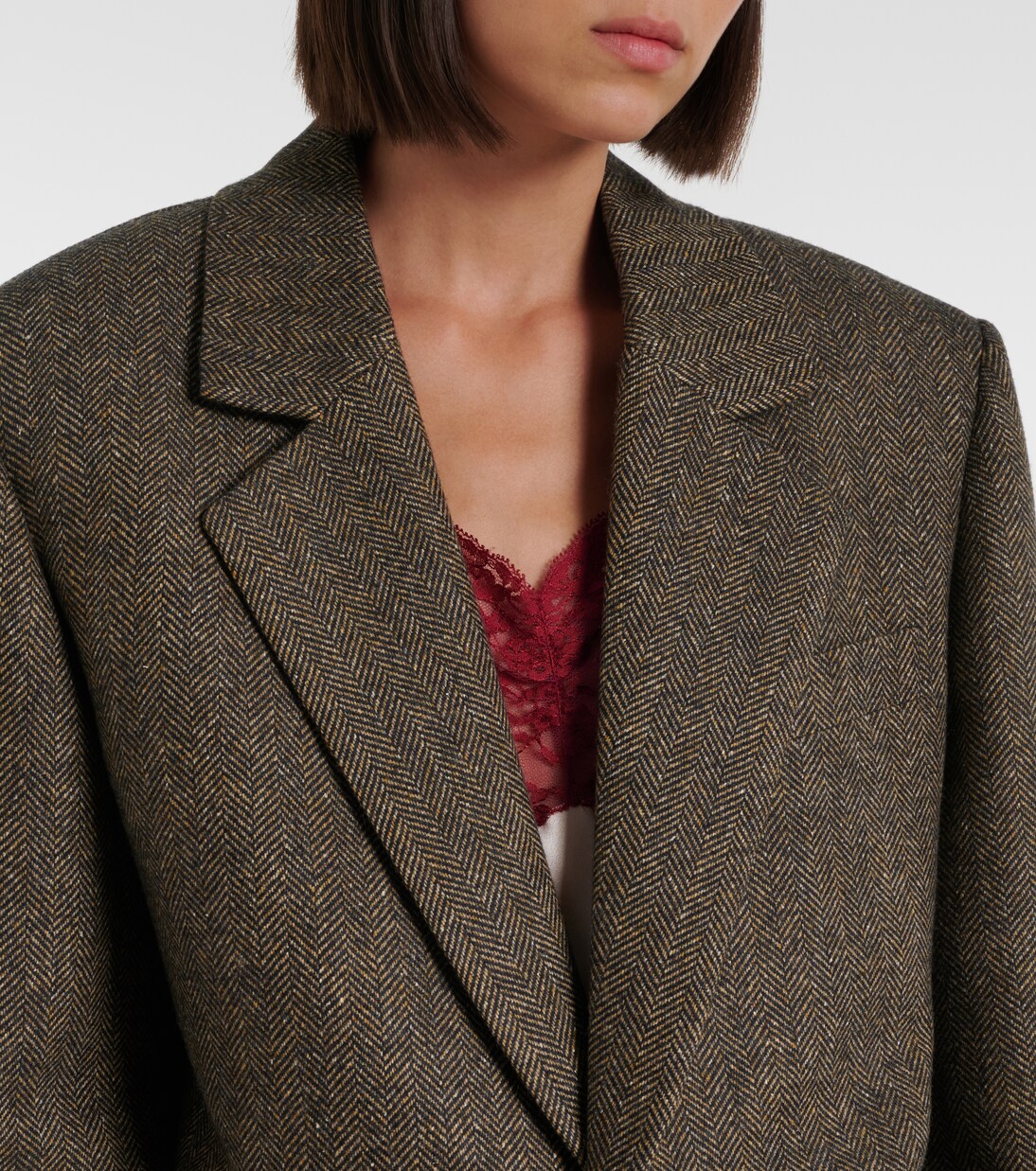 Blazer en laine mélangée à motif chevron | Saint Laurent