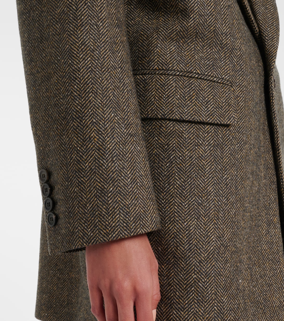 Blazer en laine mélangée à motif chevron | Saint Laurent