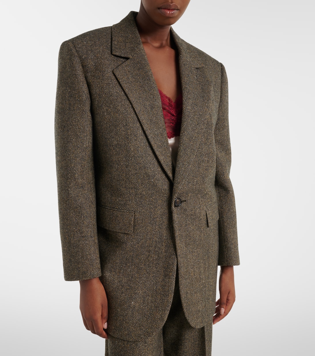 Blazer en laine mélangée à motif chevron | Saint Laurent