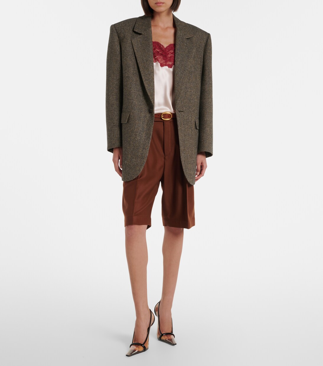 Blazer en laine mélangée à motif chevron | Saint Laurent