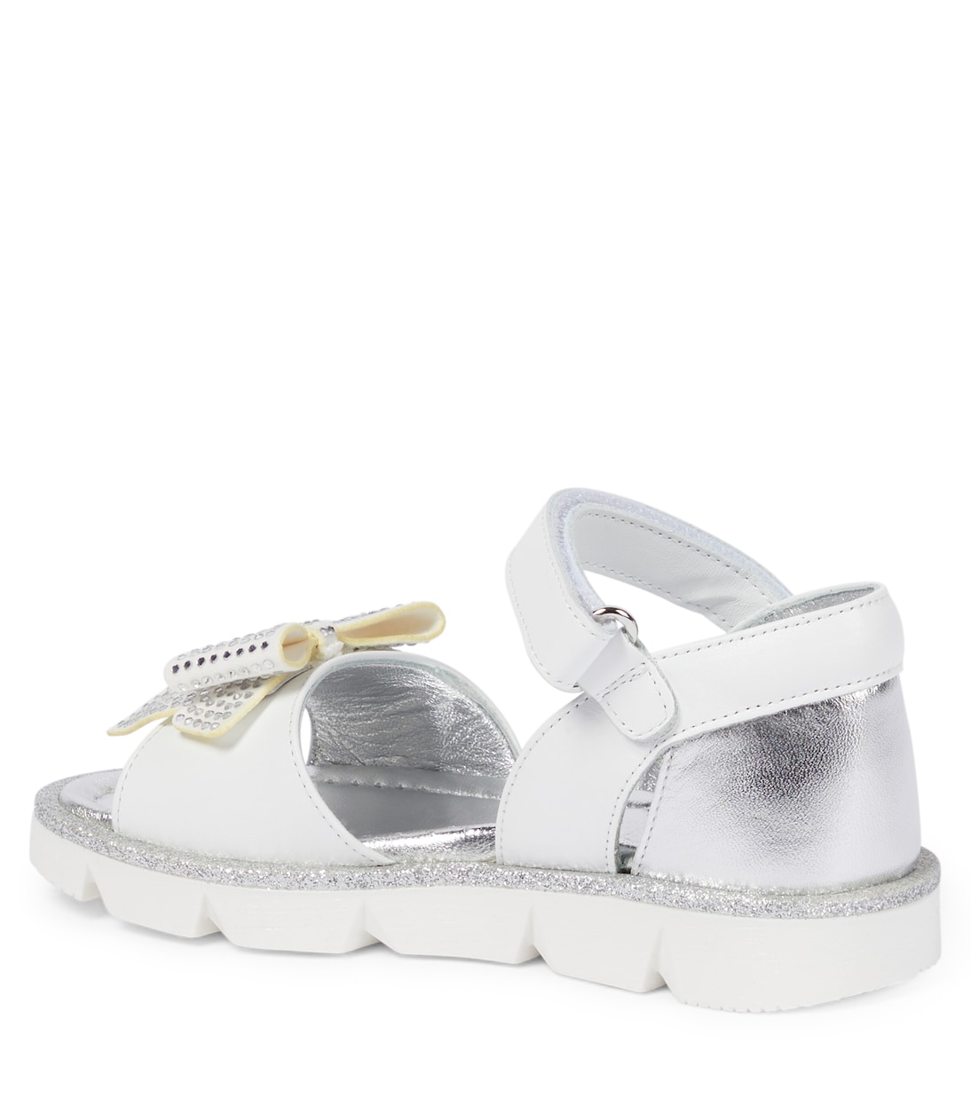 Bow-embellished leather sandals | Monnalisa