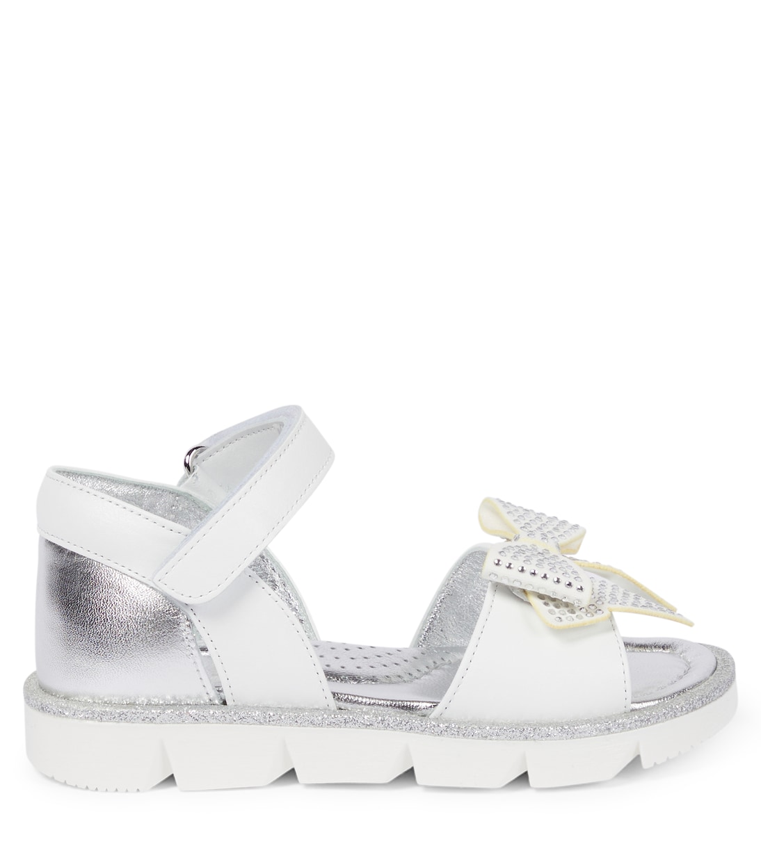 Bow-embellished leather sandals | Monnalisa