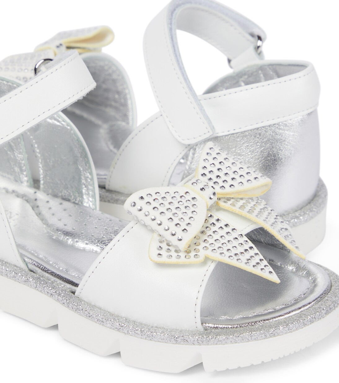 Bow-embellished leather sandals | Monnalisa