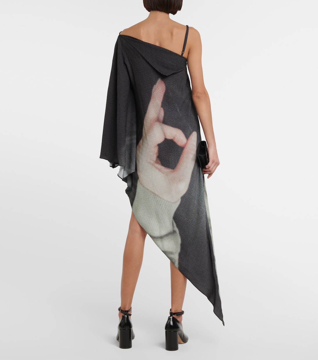 Abito midi monospalla con stampa | MM6 Maison Margiela