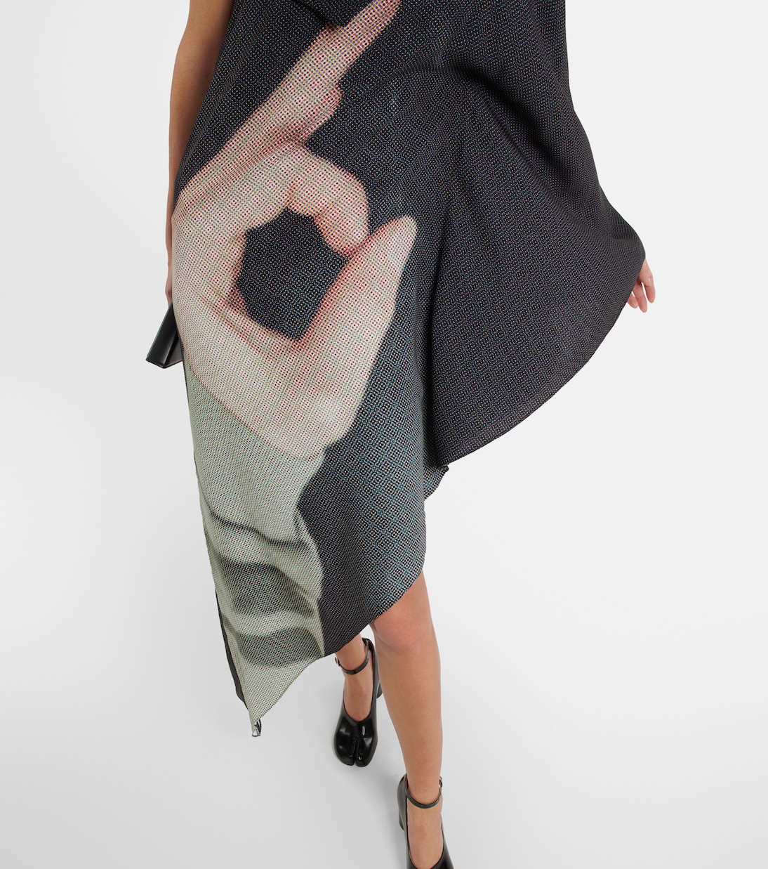 Abito midi monospalla con stampa | MM6 Maison Margiela