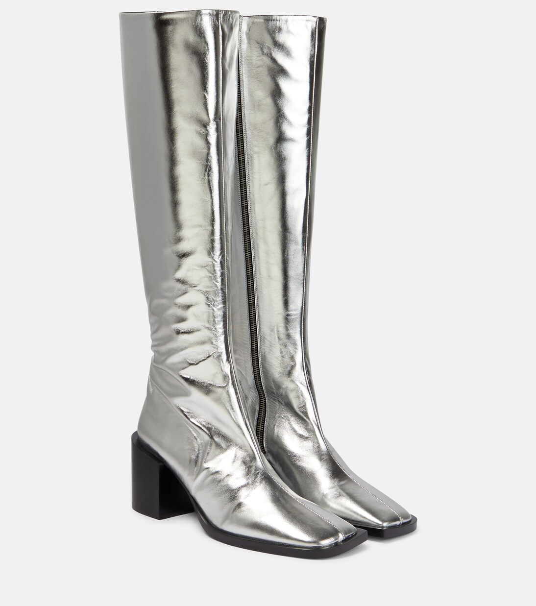 Metallic leather knee-high boots | Jil Sander