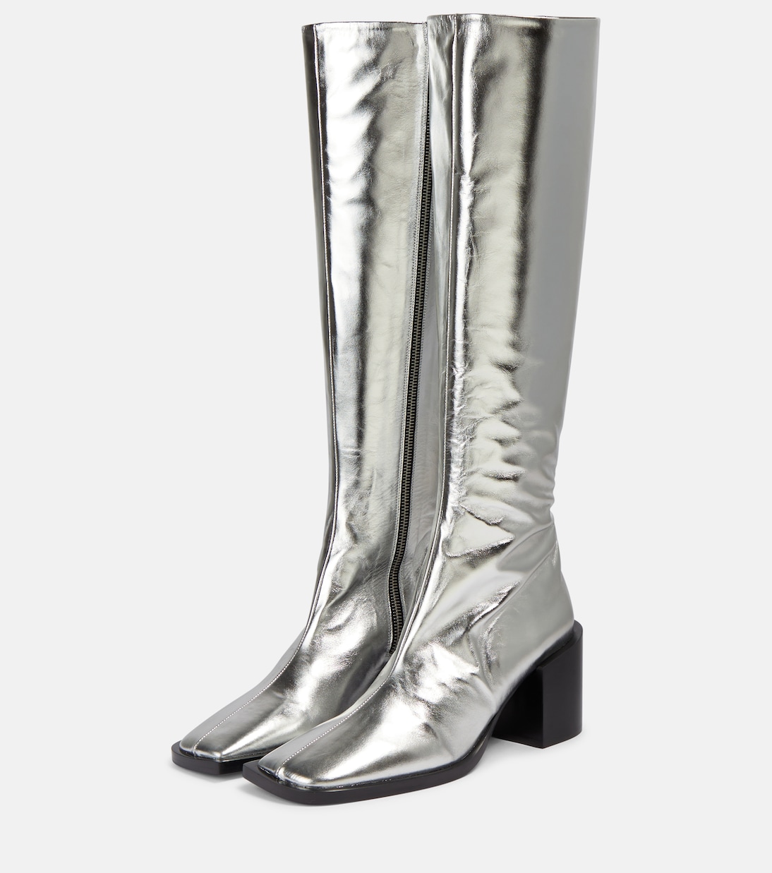 Metallic leather knee-high boots | Jil Sander