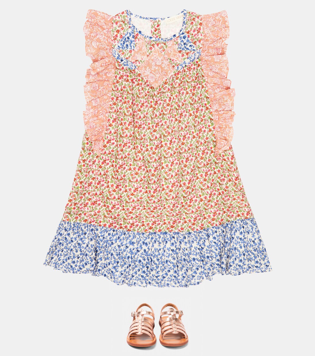 Jyoti floral ruffle-detail cotton dress | Louise Misha