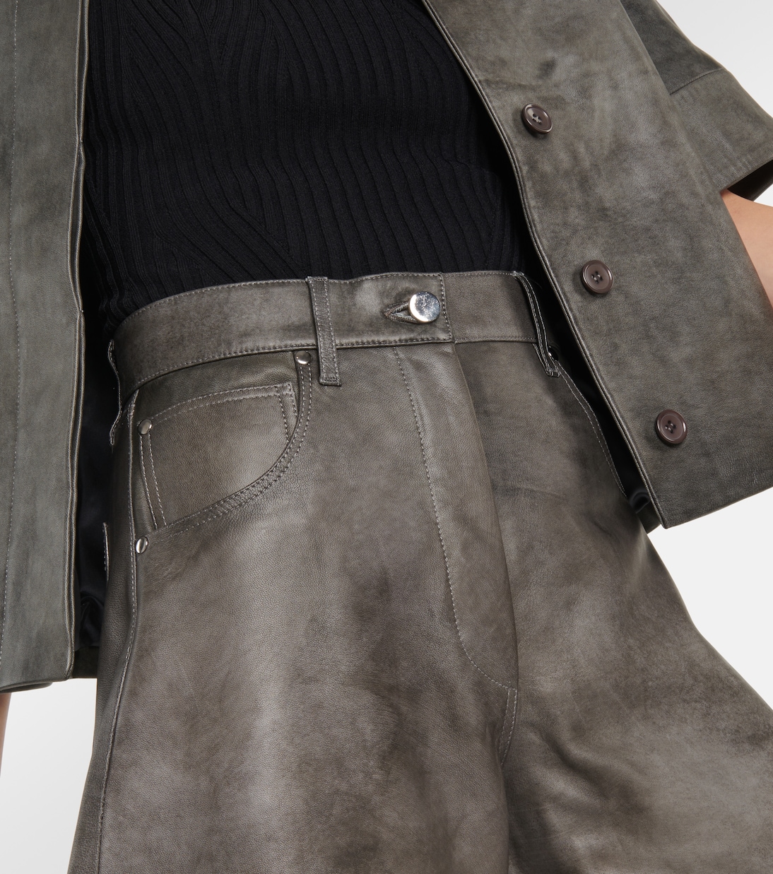 Pantalon Matan à taille haute en cuir | Dodo Bar Or