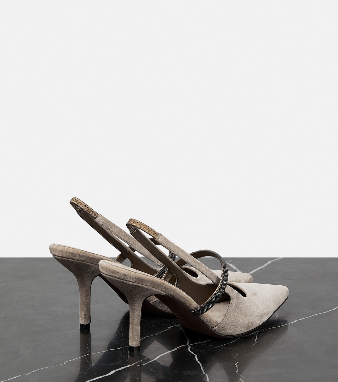 Monili suede slingback pumps | Brunello Cucinelli
