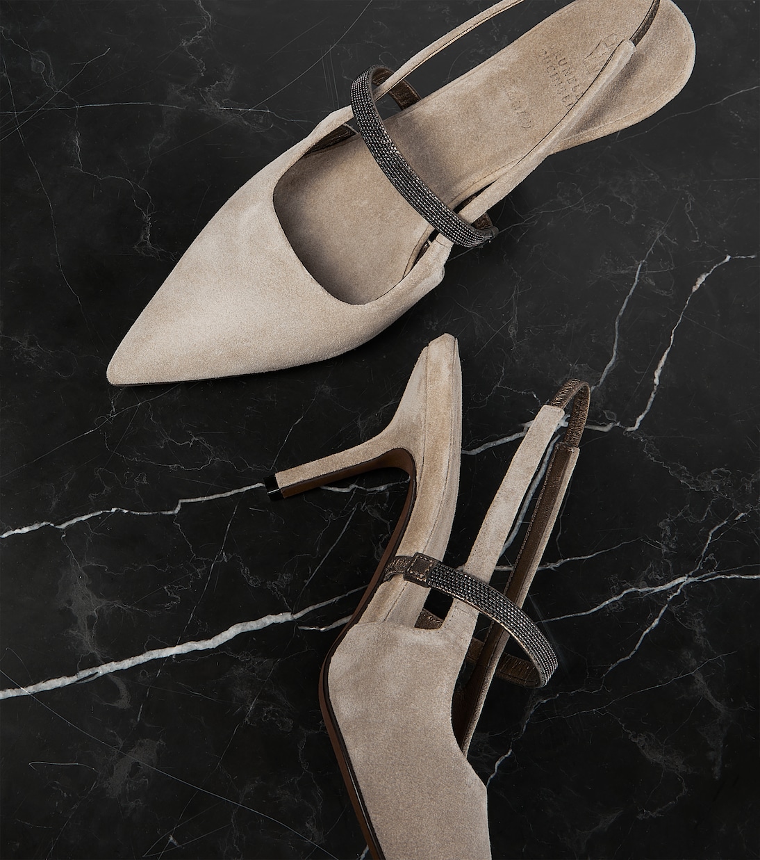 Monili suede slingback pumps | Brunello Cucinelli