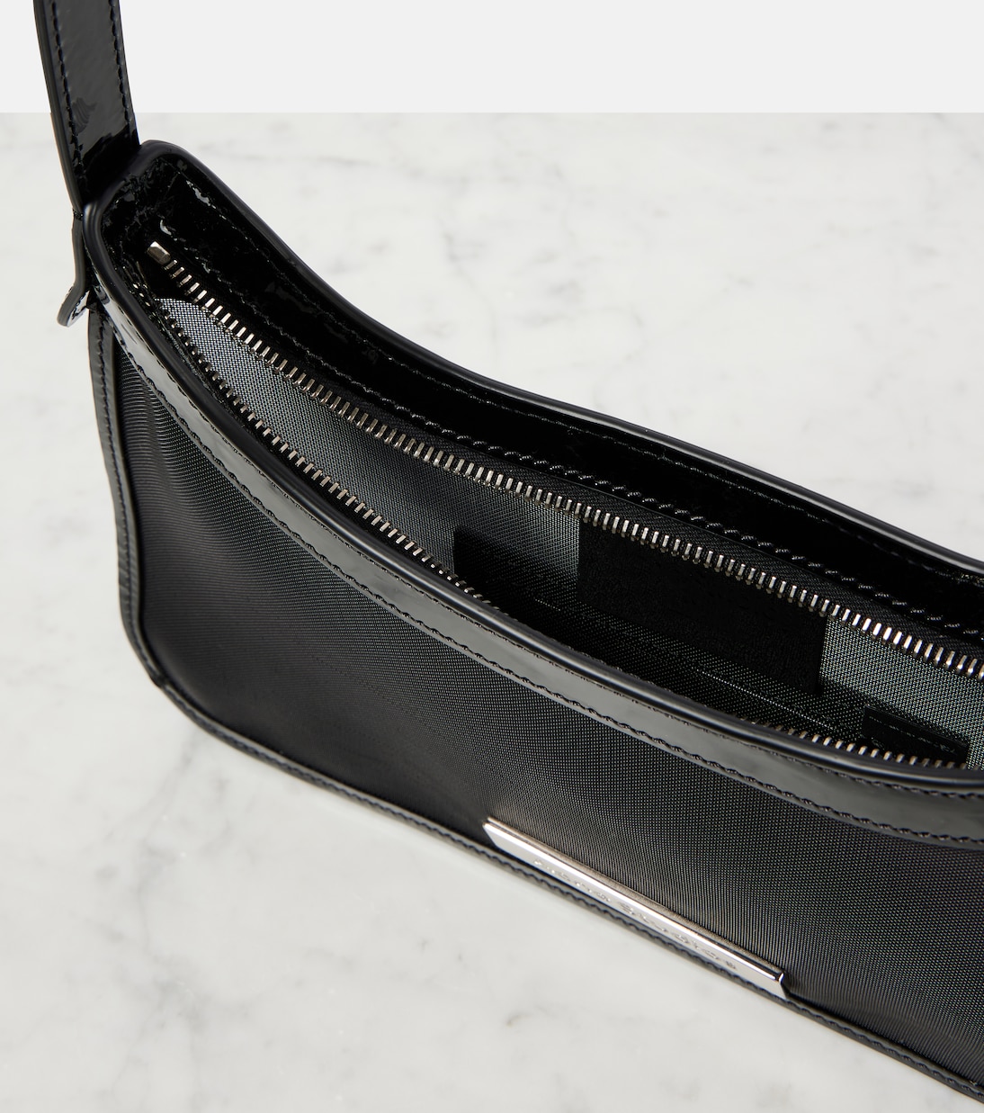 Platt leather-trimmed mesh shoulder bag | Acne Studios