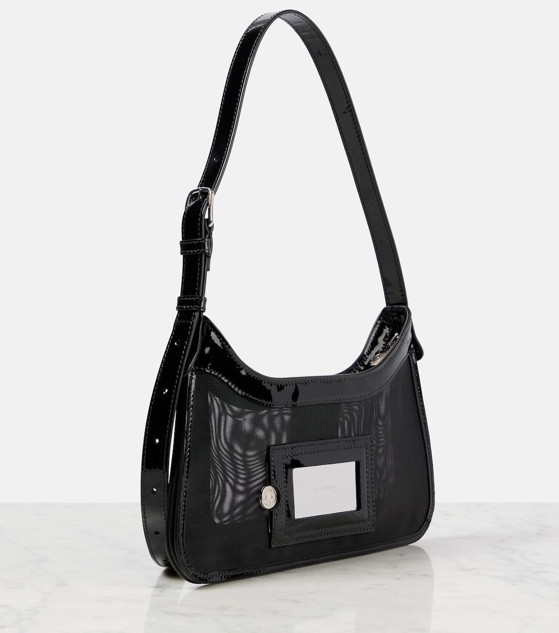 Platt leather-trimmed mesh shoulder bag | Acne Studios