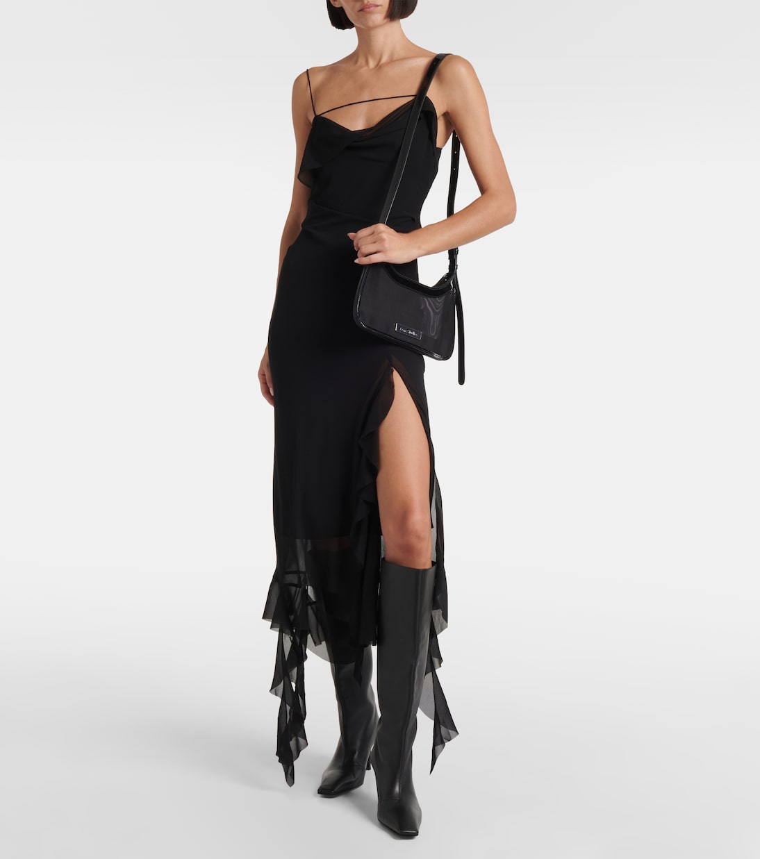 Platt leather-trimmed mesh shoulder bag | Acne Studios