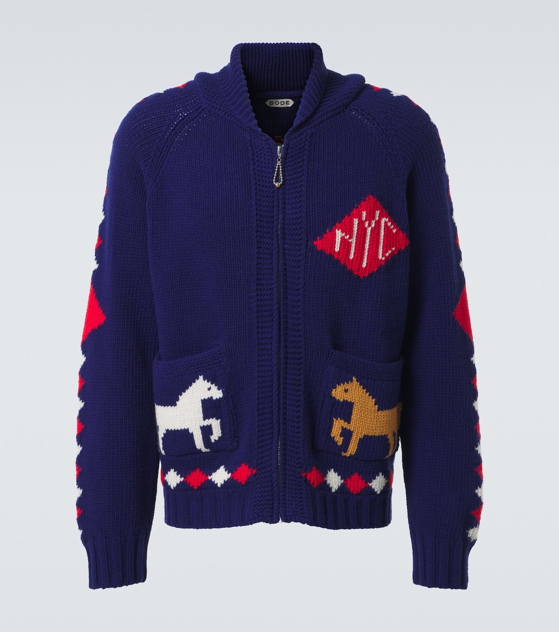 Diamond Corral wool zip-up cardigan | Bode