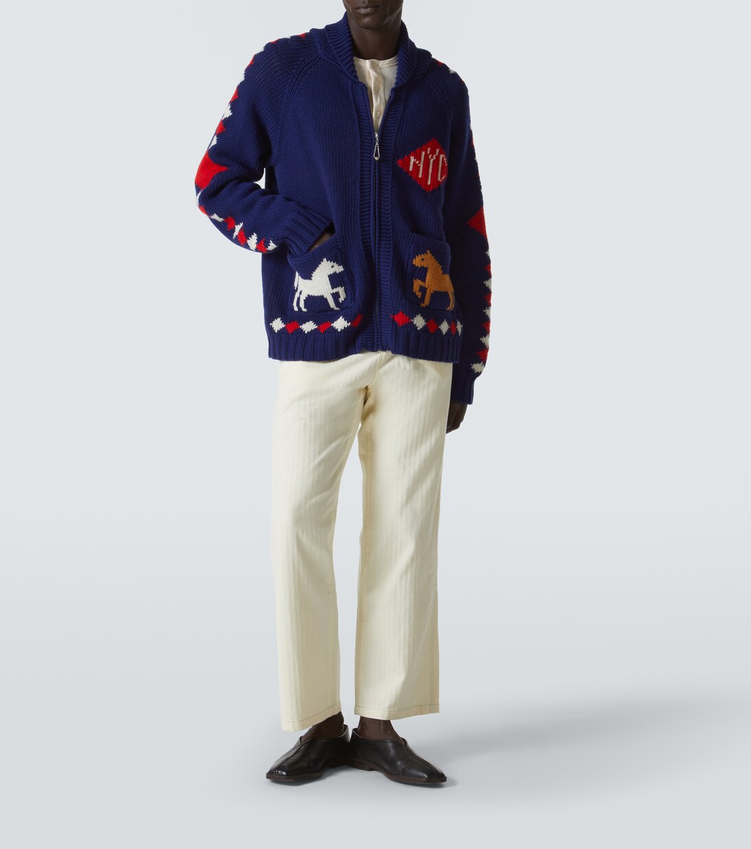 Diamond Corral wool zip-up cardigan | Bode