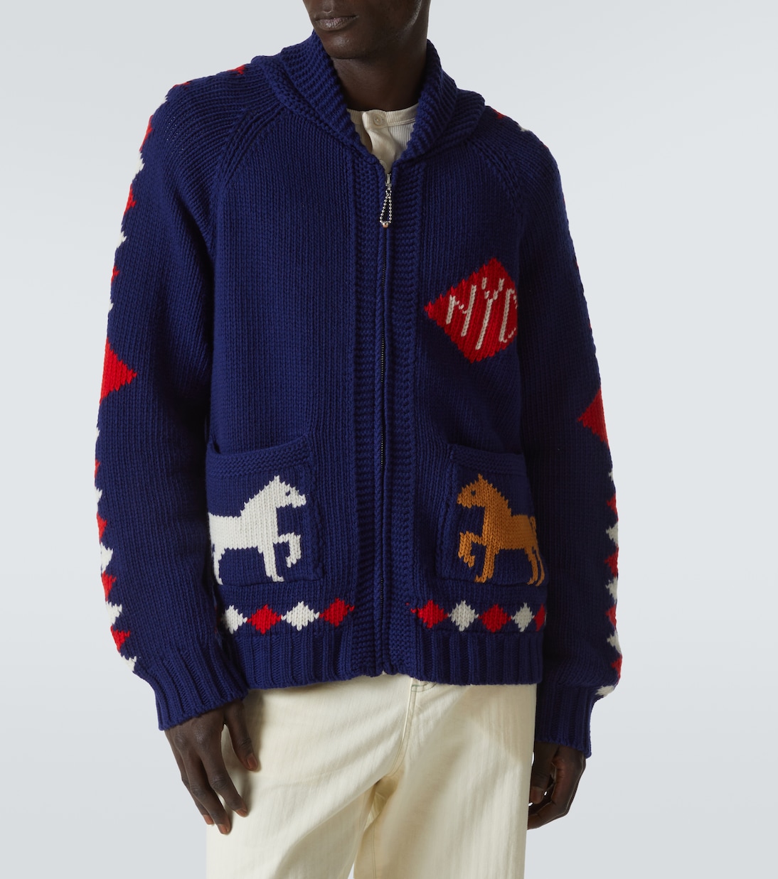 Diamond Corral wool zip-up cardigan | Bode