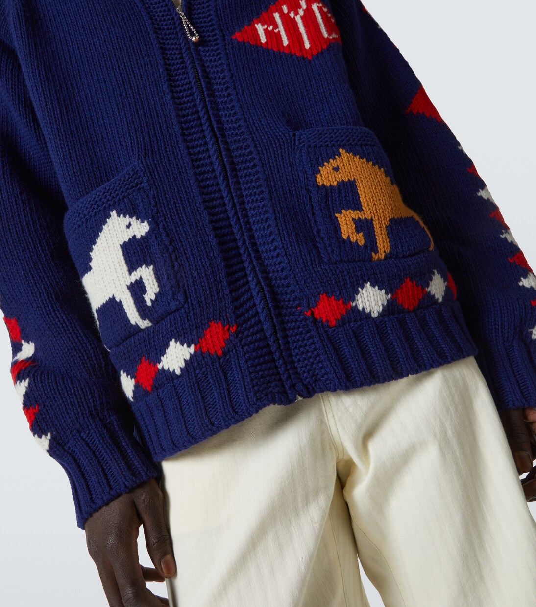 Diamond Corral wool zip-up cardigan | Bode