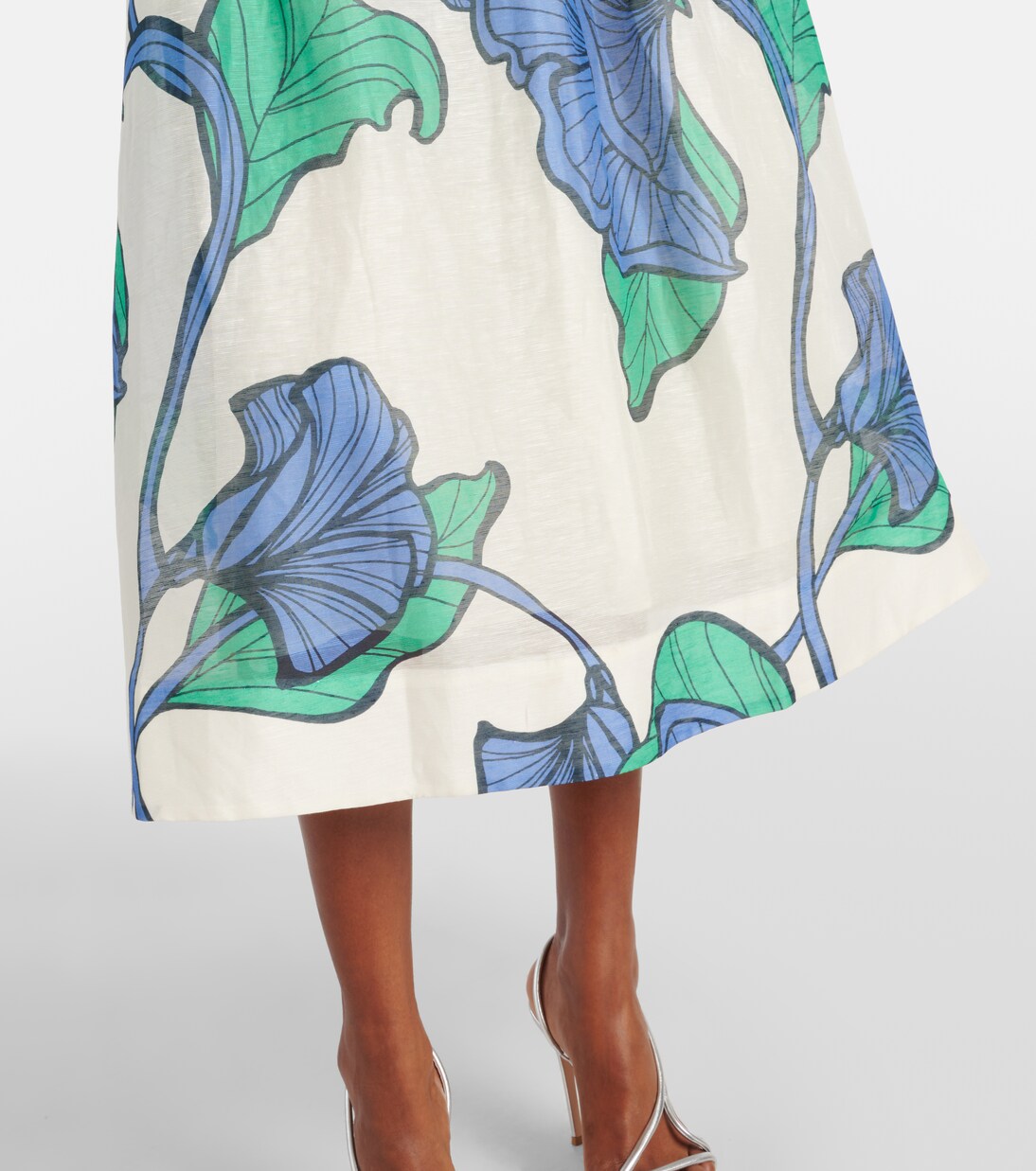 Robe midi Blue Ivy en lin et soie à fleurs | Rebecca Vallance