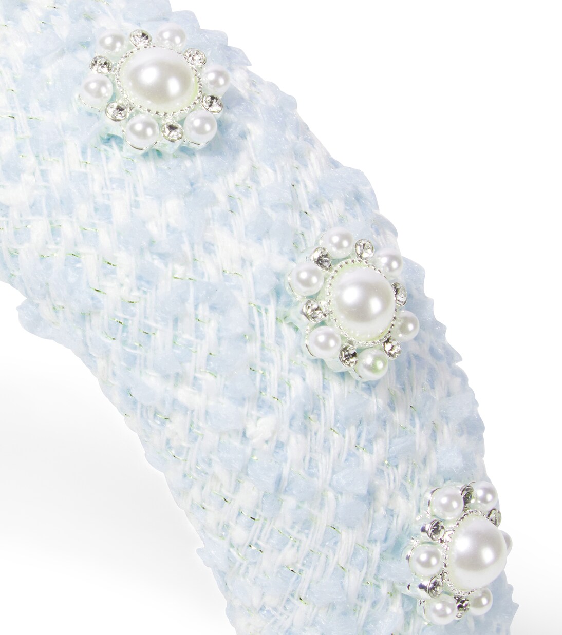 Faux pearl-embellished tweed headband | Self-Portrait Kids