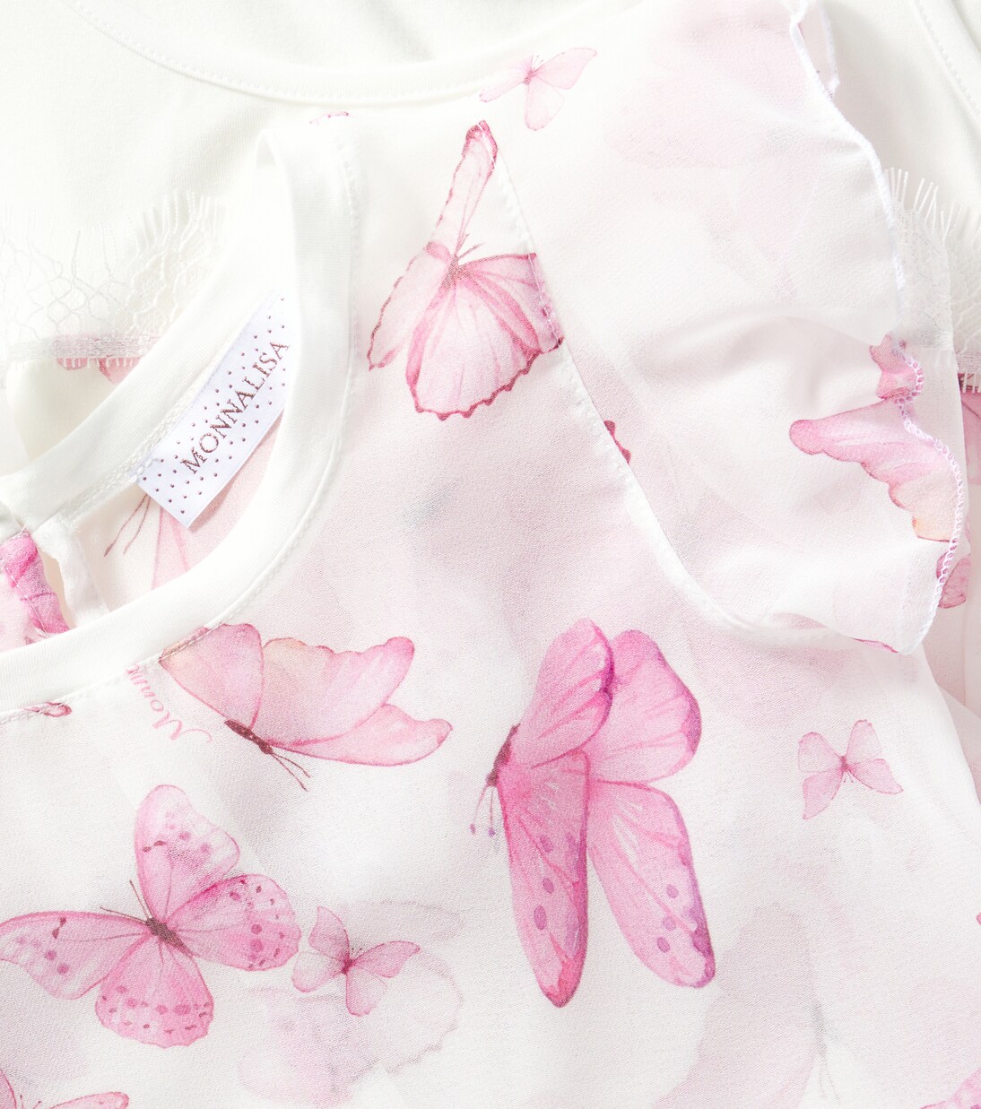 Butterflies ruffled georgette top | Monnalisa