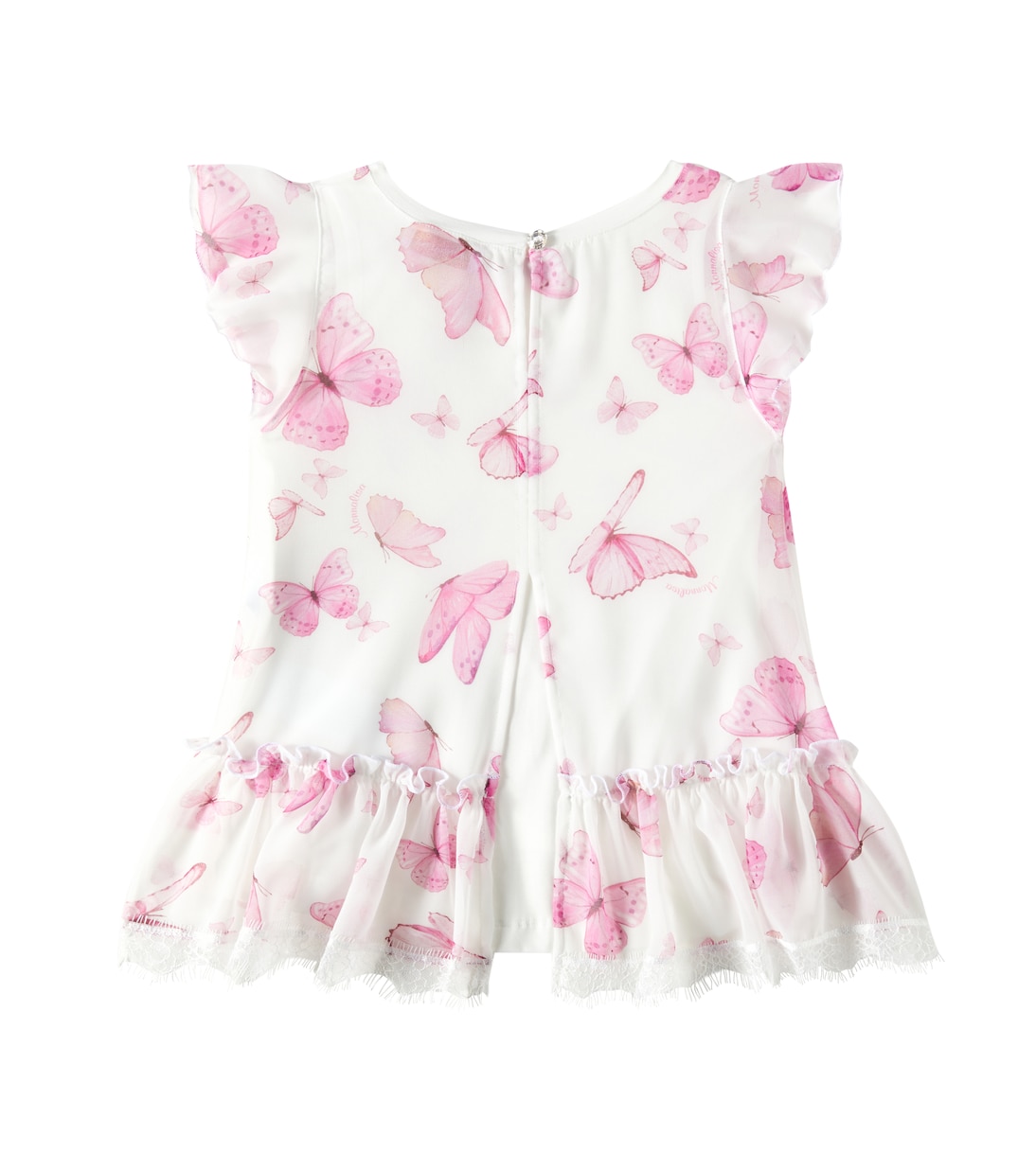 Butterflies ruffled georgette top | Monnalisa