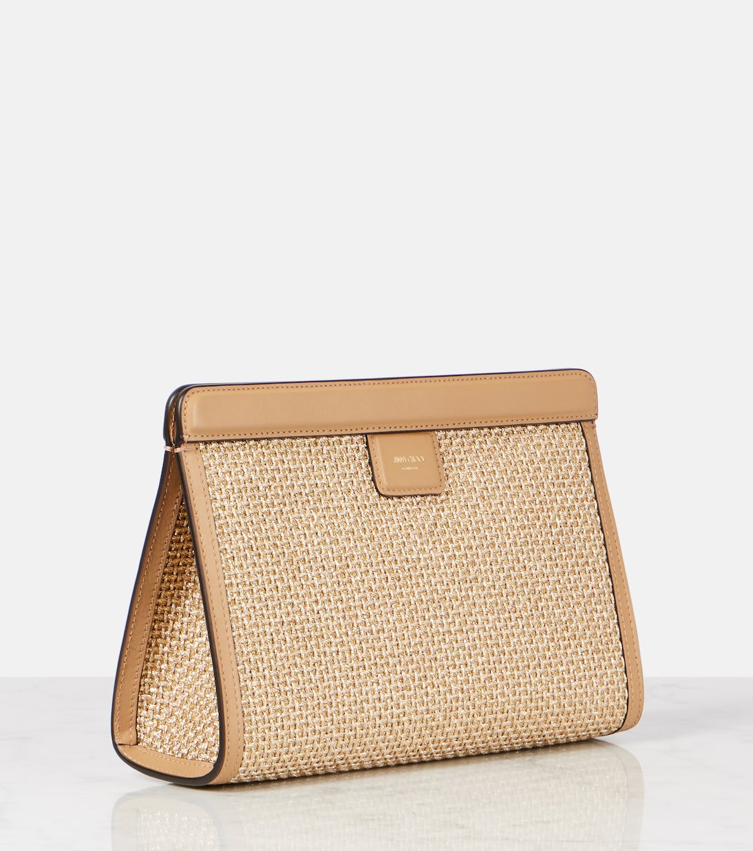 Avenue Small leather-trimmed pouch | Jimmy Choo