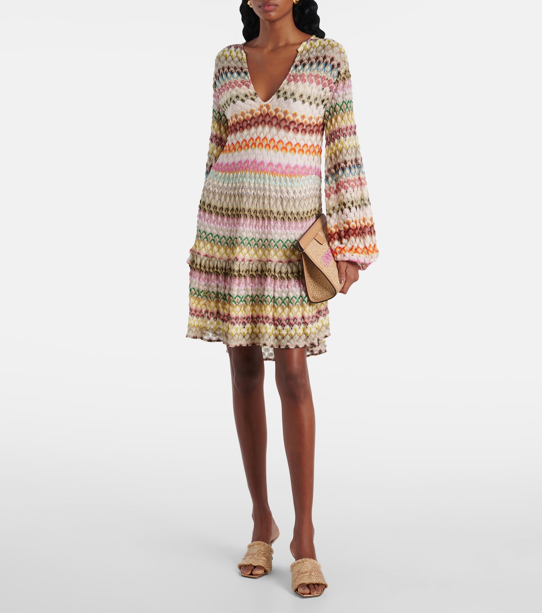 Avenue Small leather-trimmed pouch | Jimmy Choo