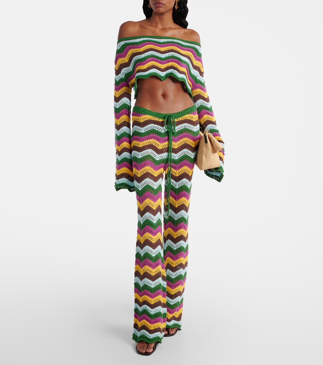 Helena striped cotton-blend crop top | Bananhot