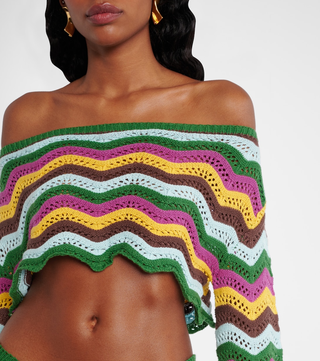 Helena striped cotton-blend crop top | Bananhot