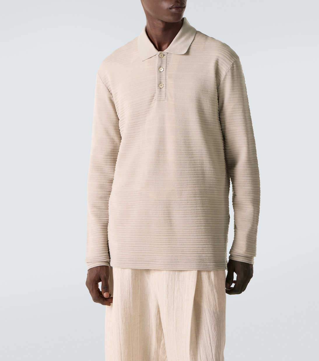 Striped virgin wool jersey polo sweater | Giorgio Armani