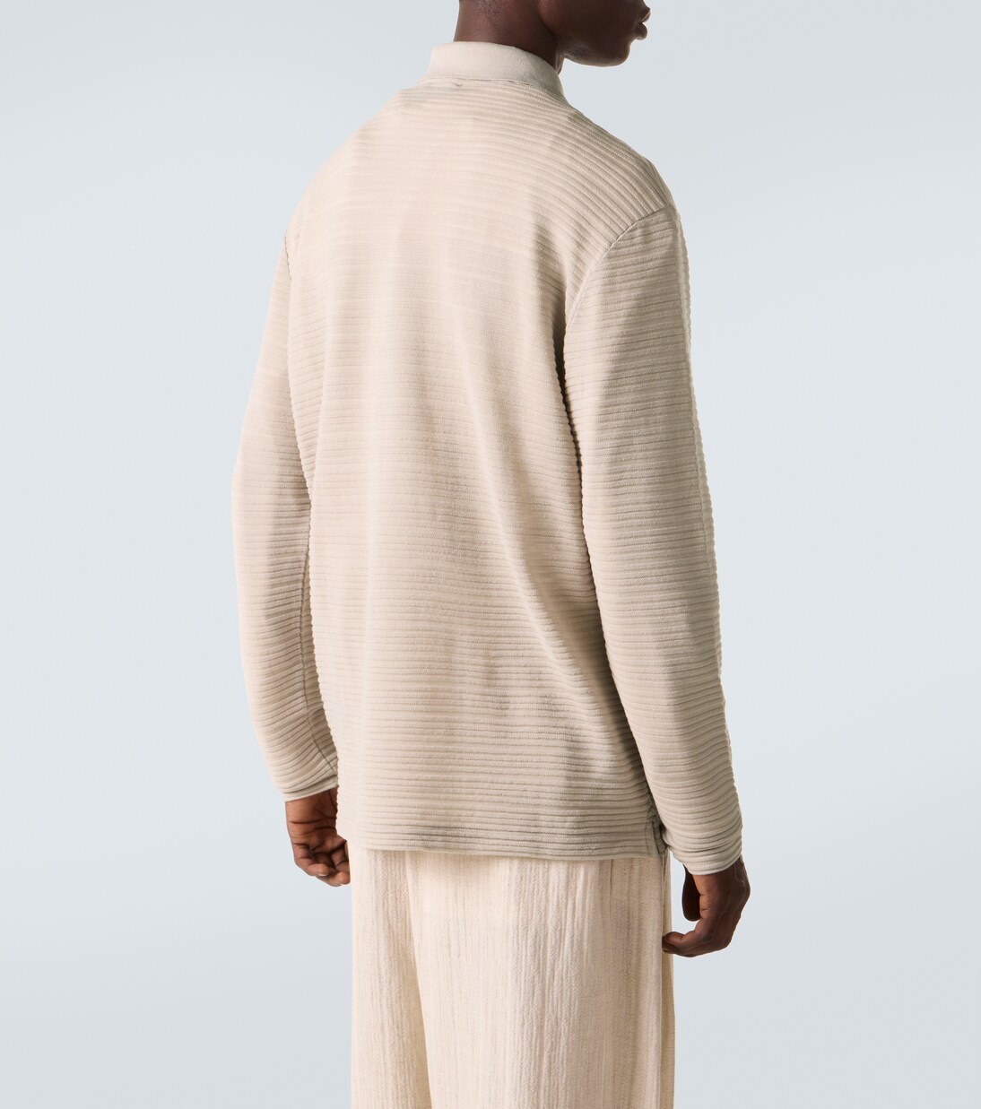 Striped virgin wool jersey polo sweater | Giorgio Armani