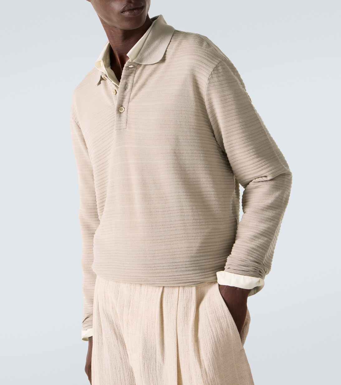 Striped virgin wool jersey polo sweater | Giorgio Armani