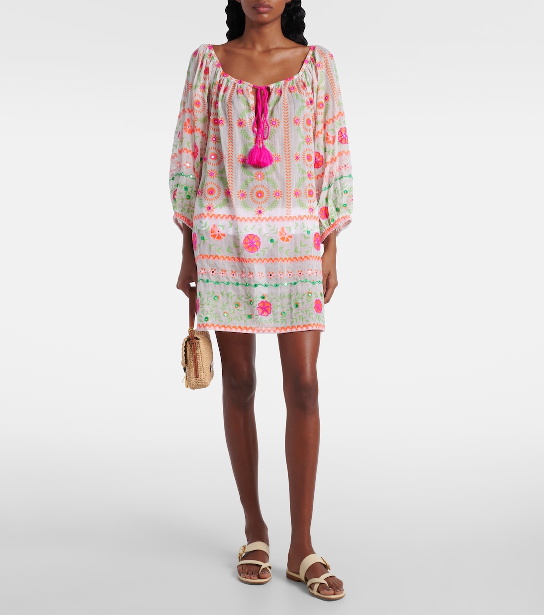 Vestido de playa de algodón estampado | Juliet Dunn