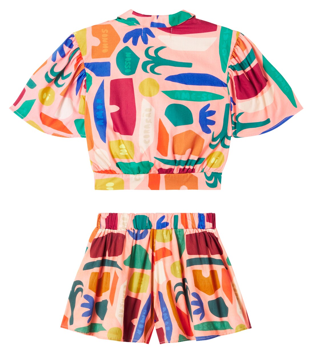 Printed cotton crop shirt and shorts set | Fábula