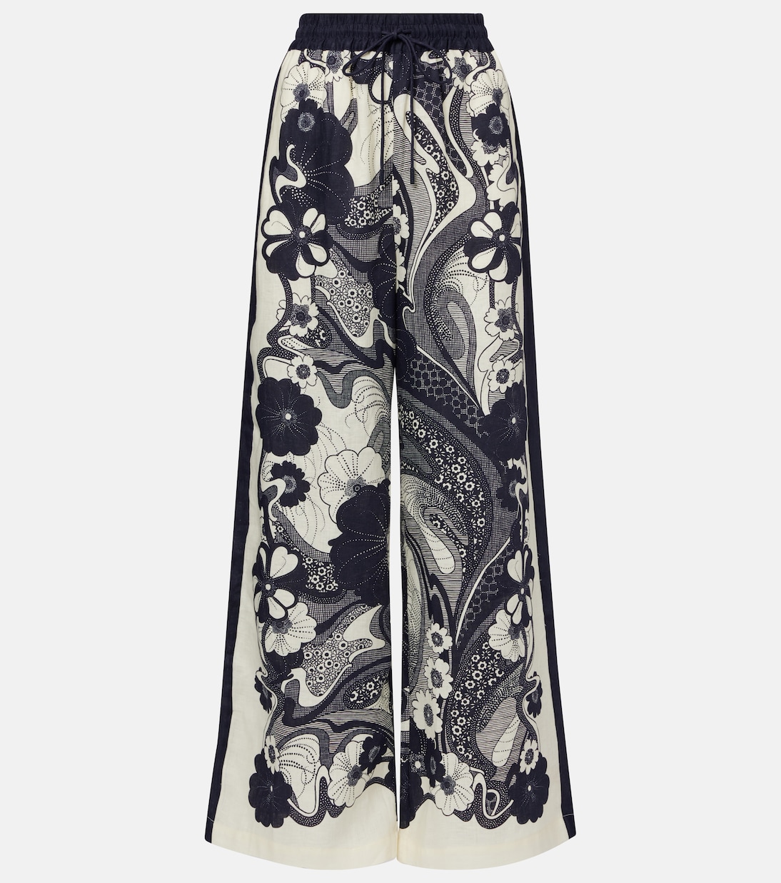 Pantalon ample Mickey en lin à fleurs | Alémais