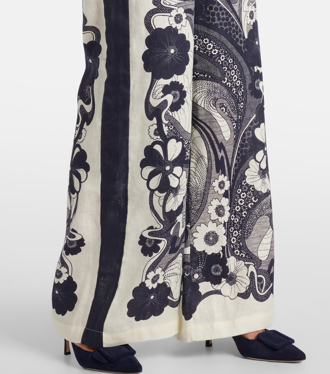 Pantalon ample Mickey en lin à fleurs | Alémais