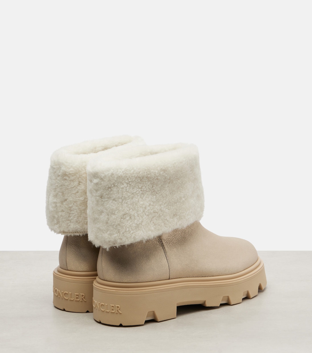 Ankle Boots Aurea aus Metallic-Leder mit Shearling | Moncler