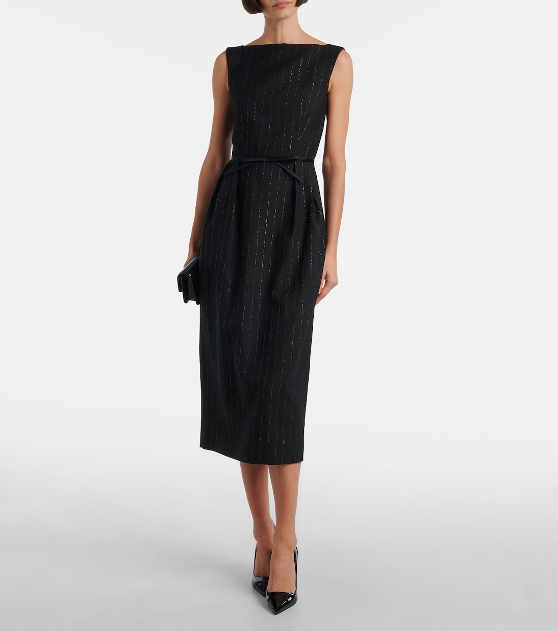 Pinstripe wool lamé midi dress | Erdem