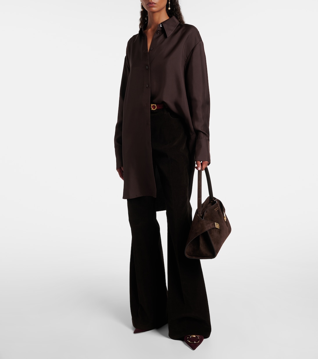 Sara 40 Gancini suede slingback pumps | Ferragamo