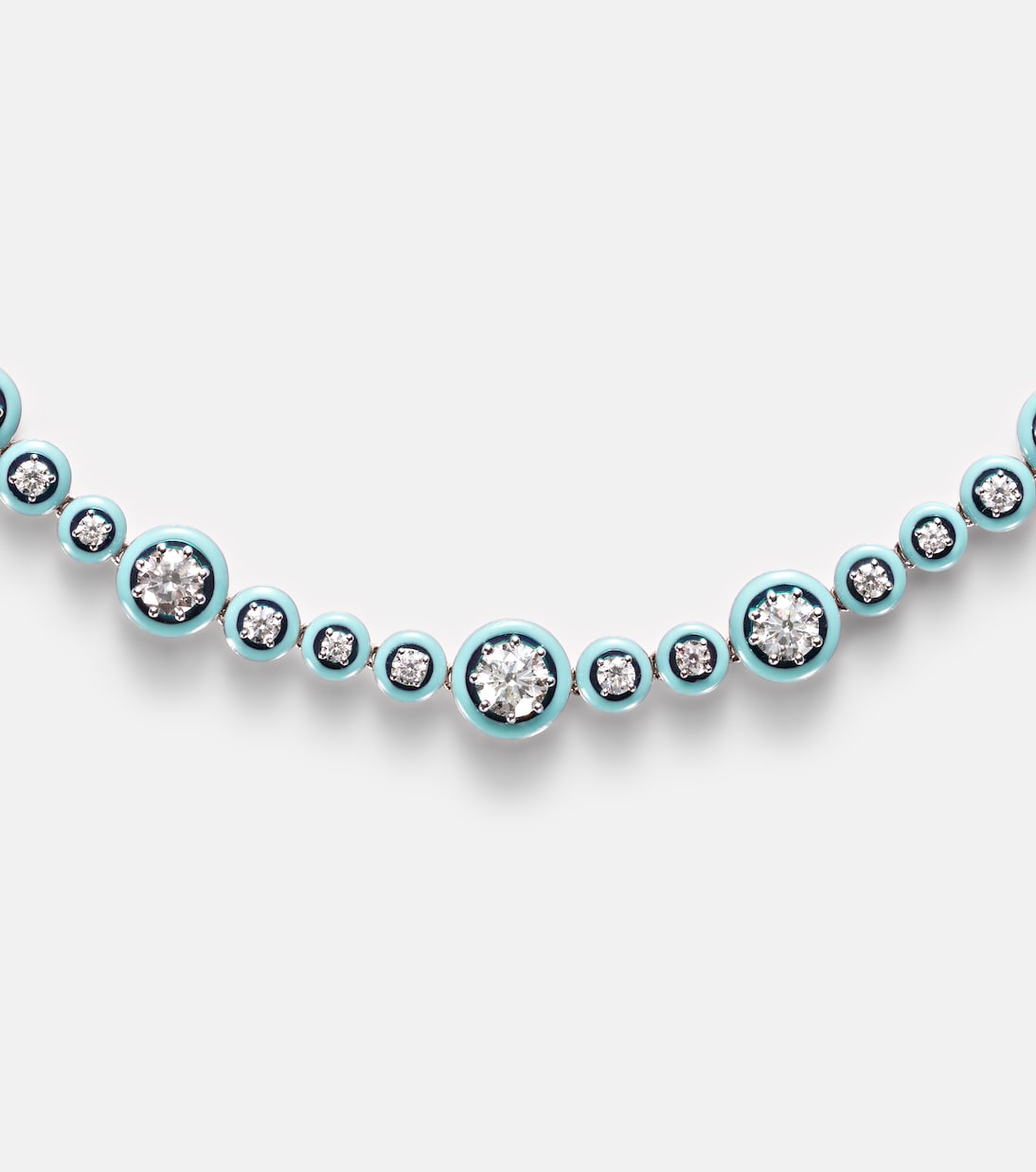 Collier Polka Dots en or blanc 18 ct, émail et diamants | Kamyen