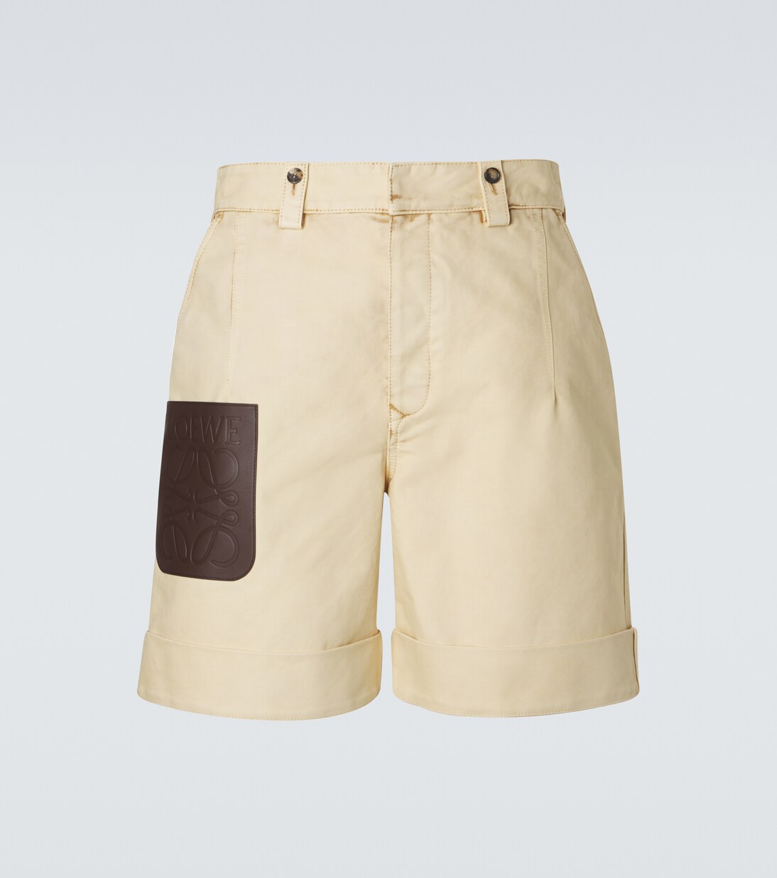 Shorts Anagram aus Baumwoll-Twill mit Leder | Loewe