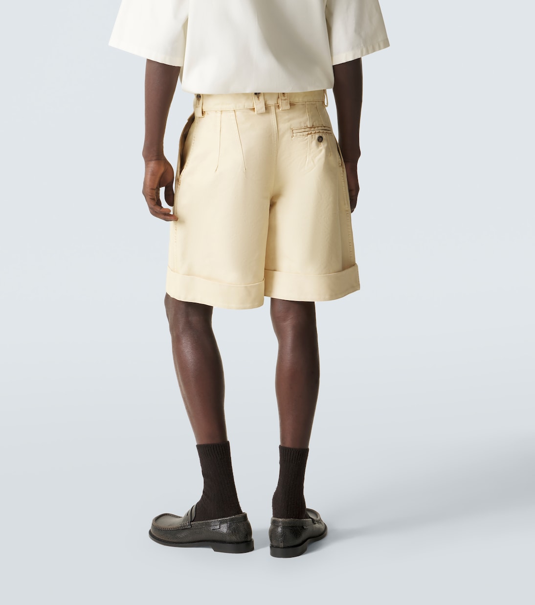 Shorts Anagram aus Baumwoll-Twill mit Leder | Loewe