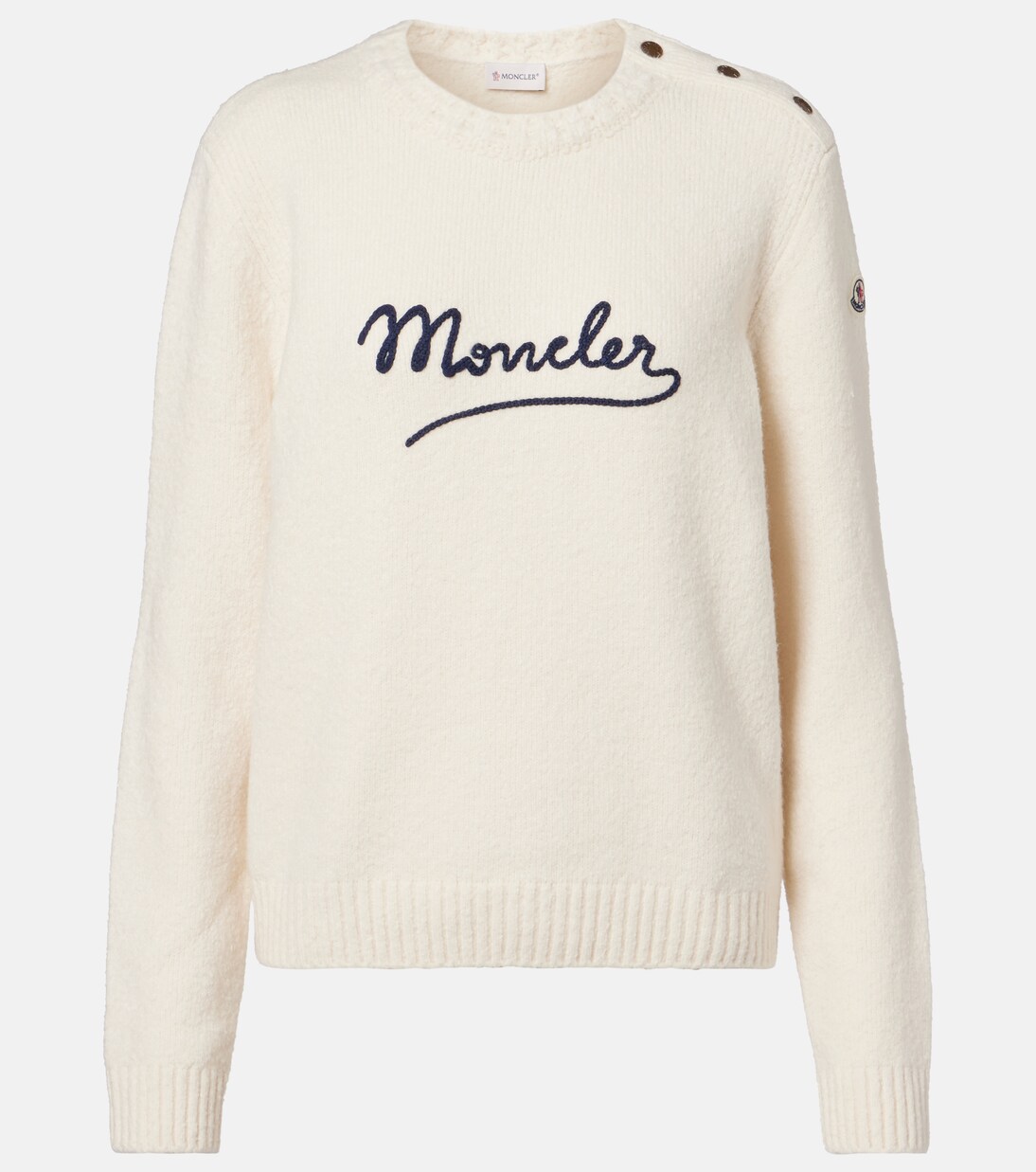 Embroidered logo cotton-blend sweater | Moncler