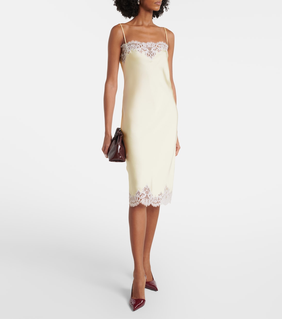Lace-trimmed satin slip dress | Stella McCartney