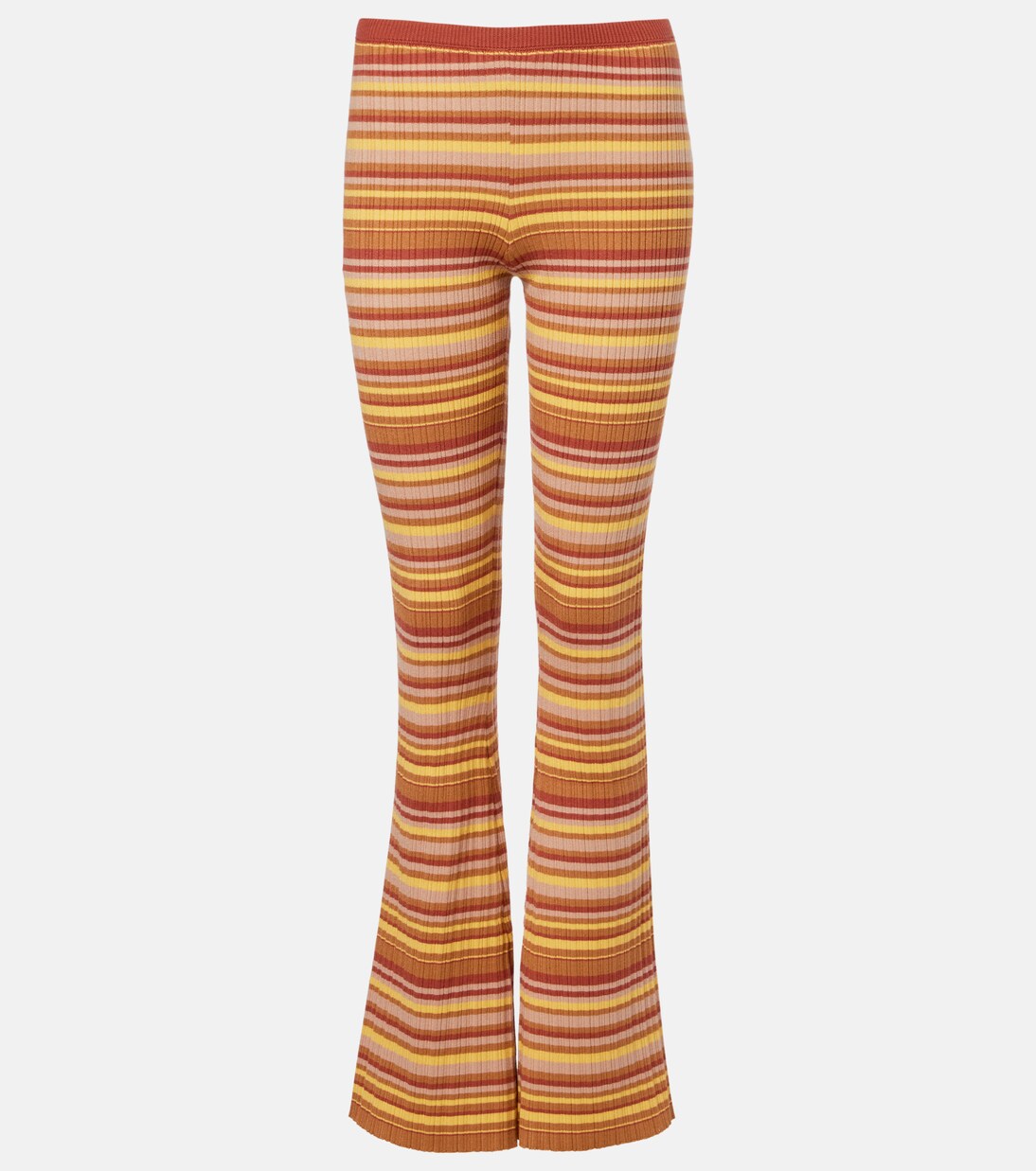 Ann ribbed-knit striped flared pants | Bananhot