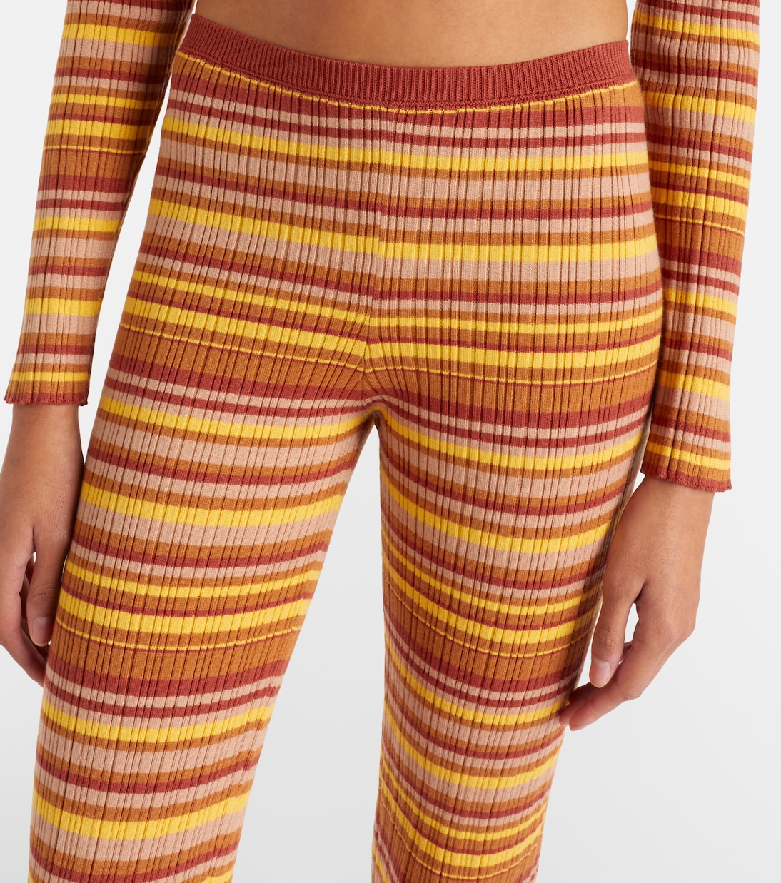 Ann ribbed-knit striped flared pants | Bananhot