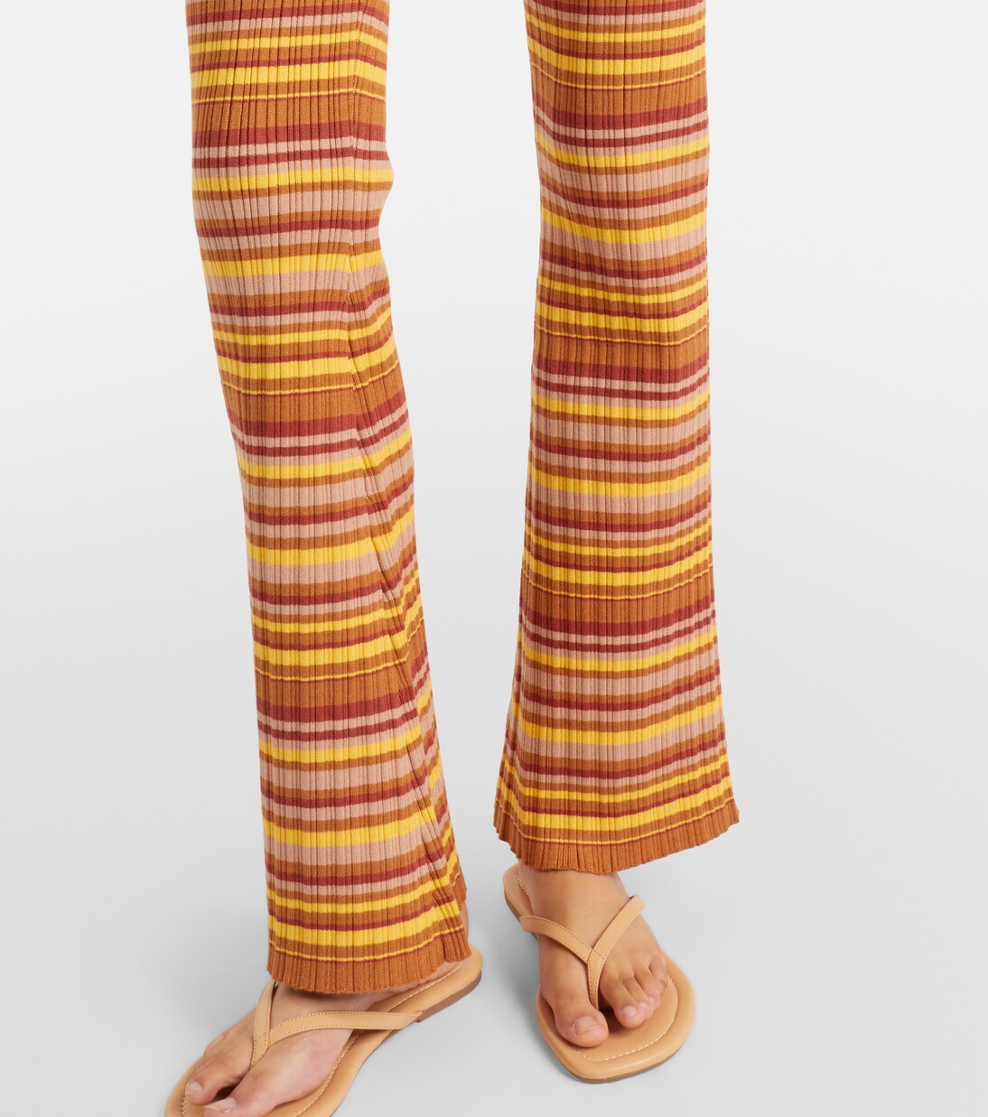 Ann ribbed-knit striped flared pants | Bananhot