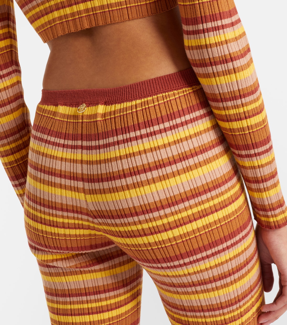 Ann ribbed-knit striped flared pants | Bananhot