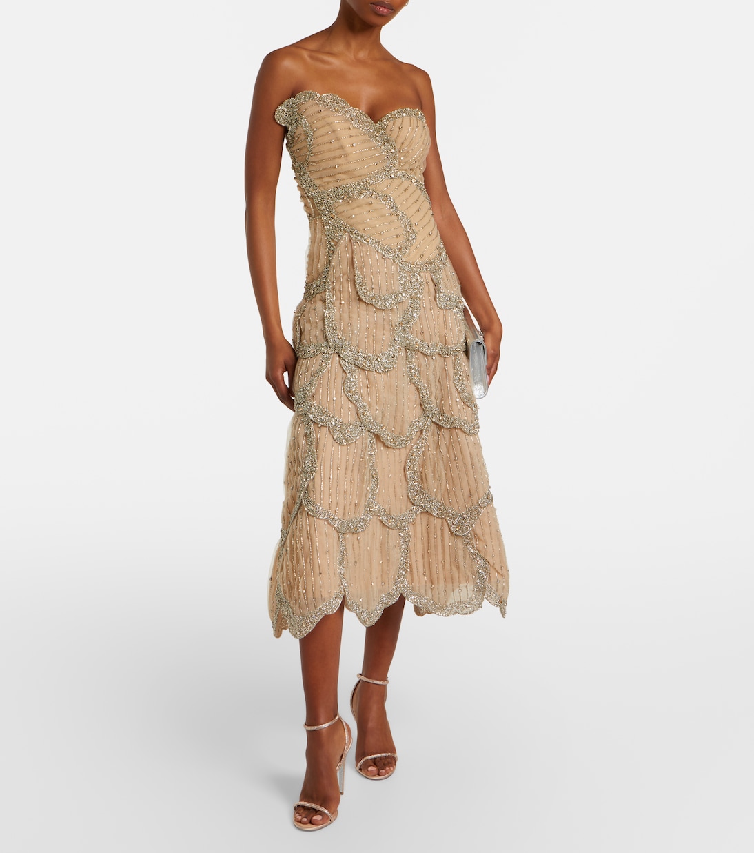 Sylvie embellished georgette cocktail dress | Costarellos